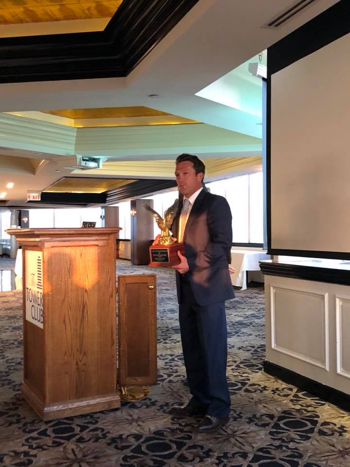 Attorney Trevor Quirk speaking after receiving VCTLA Trial Lawyer of the Year award